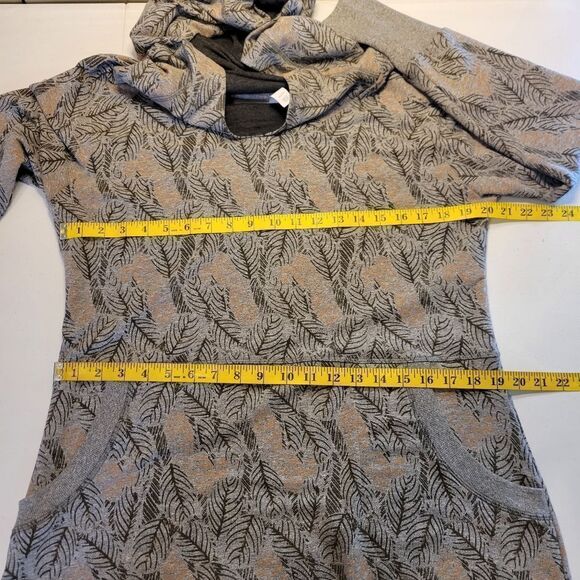 Lole Gray Hoodie Sweatshirt Sweater Dress with Pockets Leaf Pattern Women's XL - Picture 11 of 13